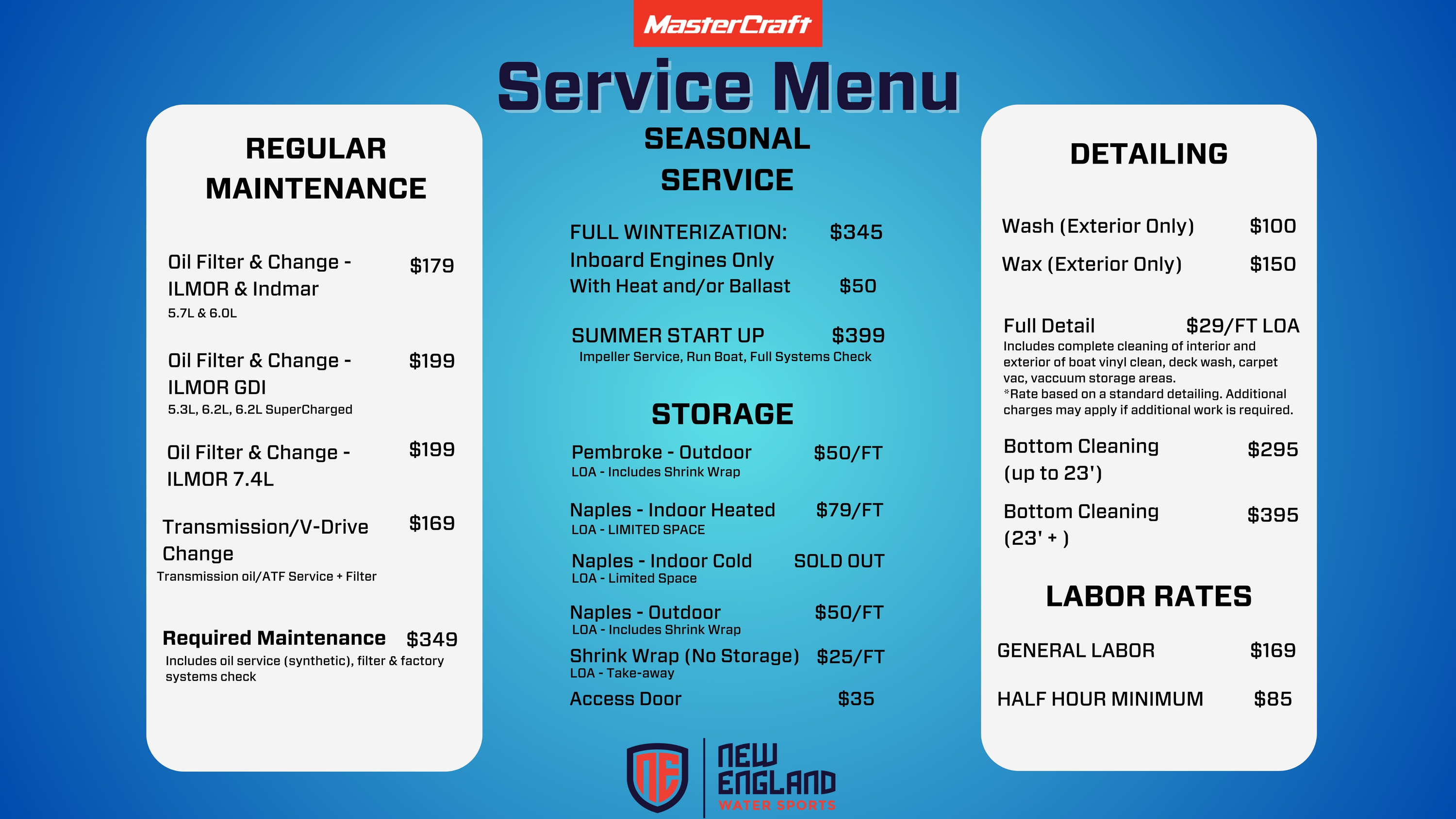 Fall 2025 Service Menu